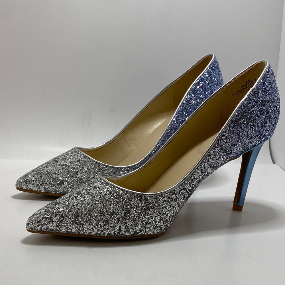 Nine West Silver Glitter Pointed-Toe Pumps